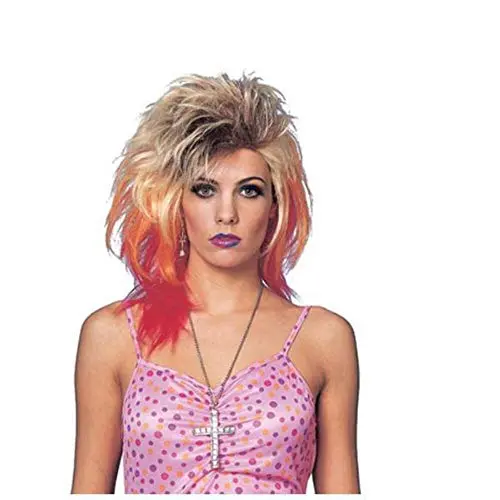 Costume Culture 80s glam wig with neon accents