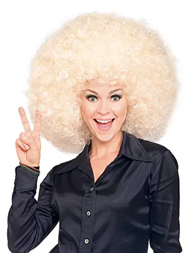 Yellow-blonde oversized costume afro wig