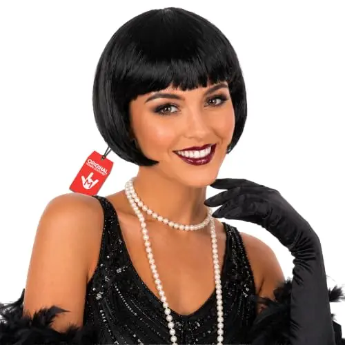 Fun Shack black flapper bob wig with fringe