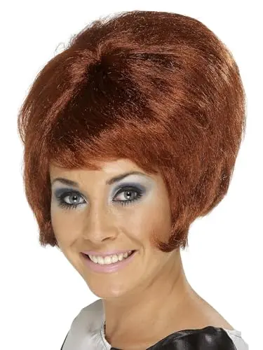 Short auburn beehive wig in retro 60s style