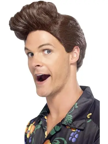Smiffys men's brown quiff wig product image