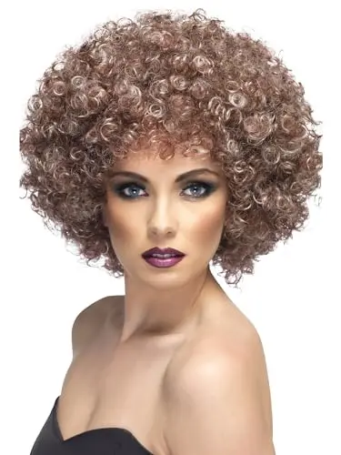 Dirty blonde afro wig with brown tones