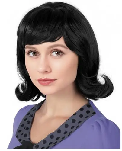 Black 50s flip wig styled in a retro flip