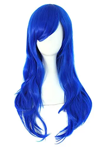 MapofBeauty 28-inch long curly blue cosplay wig