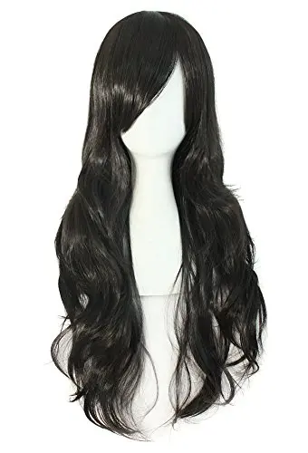 Black long curly costume wig