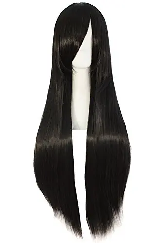 MapofBeauty 32-inch long straight black Halloween wig