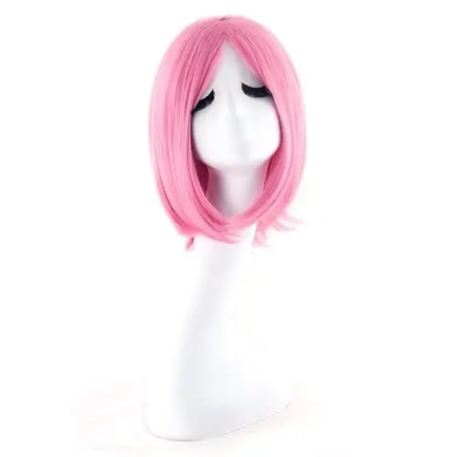 MapofBeauty pink short straight anime cosplay wig