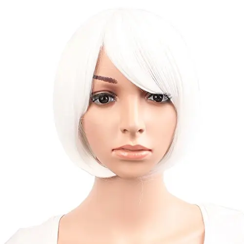 MapofBeauty white 12 inch straight bob wig
