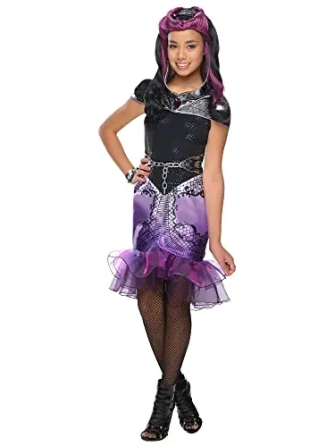Child Raven Queen black and purple wig with crown headpiece