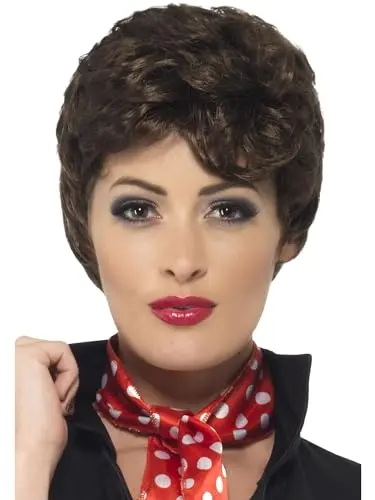 Official Grease Rizzo brown curly wig pre-styled