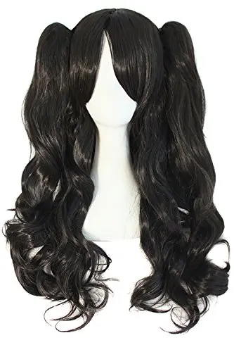 MapofBeauty black curly ponytail wig with detachable clip-on ponytails
