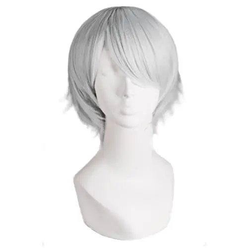 MapofBeauty Short Straight Cosplay Wig in silver grey