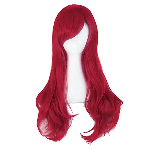 MapofBeauty 28-inch long curly dark red wig