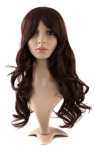 MapofBeauty 28-inch long wavy dark brown costume wig with monofilament top