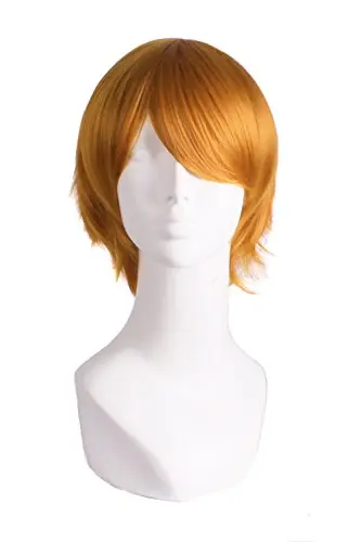 MapofBeauty Short Straight Orange Cosplay Wig front view