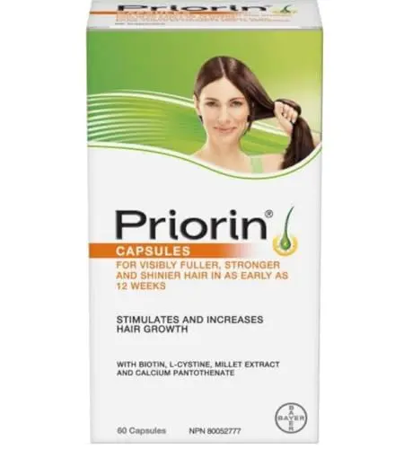 Priorin Hair Growth Vitamins With Biotin bottle and capsules