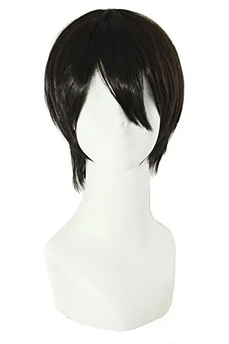Black short straight costume wig