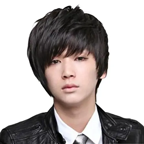 OMORFIEER short 25cm straight black heat resistant cosplay wig