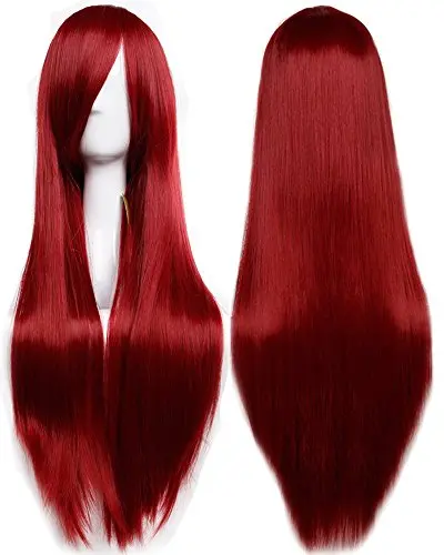 S-noilite Long Straight Wine Red 32-Inch Wig