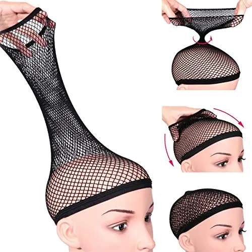 Dreamlover braid-free black hair net stretched over a wig head