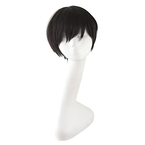 Black short straight wig styled on a mannequin head