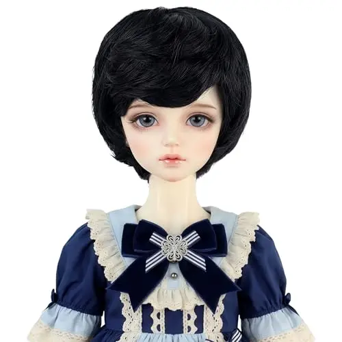Missuhair short wavy black BJD MSD wig