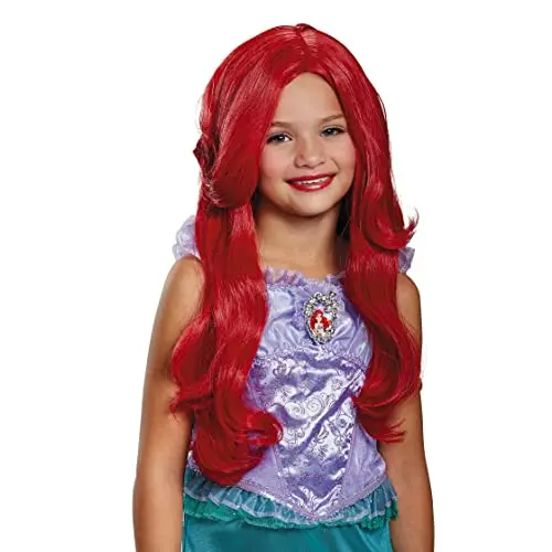 Disguise Ariel Deluxe Child Wig red curly wig on child