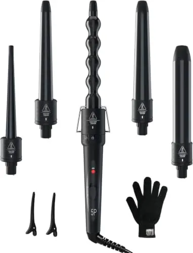 Ohuhu 5-in-1 Curling Wand Set with Heat Protective Glove