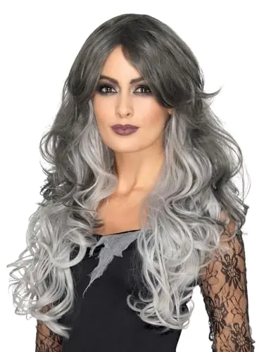 Smiffys Deluxe Gothic Bride wig in grey heat-resistant style