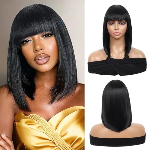 Kalyss black short bob wig with bangs