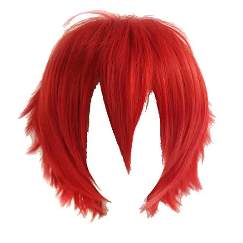 Aicos short straight red cosplay wig styled spiky and fluffy