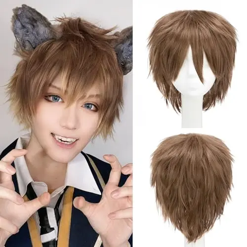 S-noilite Short Fluffy Straight Pixie Wig in Ash Brown