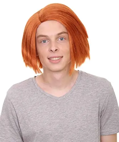 Orange adult Chucky doll wig with modern short style