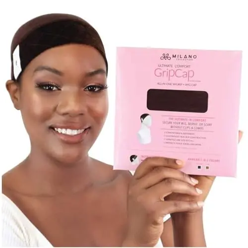 Milano Collection GripCap all-in-one wig cap and comfort band, brown