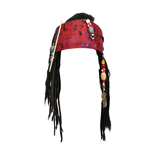 Black Jack Sparrow dreadlock wig with bandana and beads