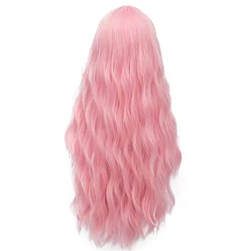 Probeauty long light pink wavy wig on a mannequin head