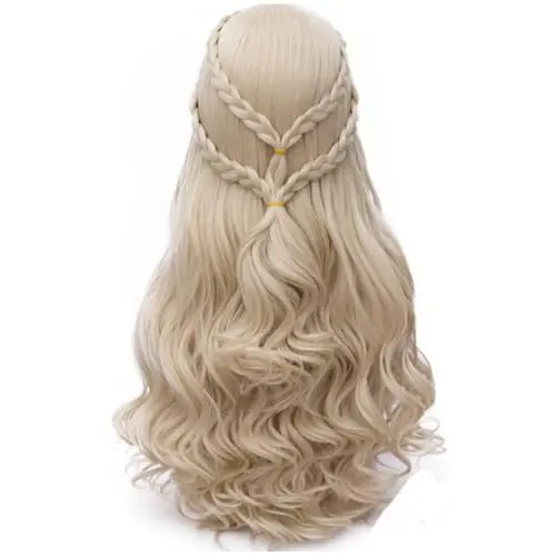 Probeauty long blonde curly braid wig