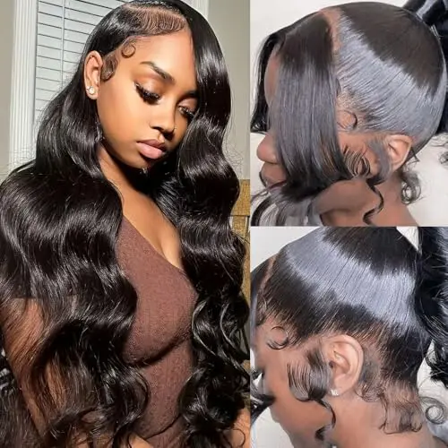 Nobel Hair 360 lace front wig human hair body wave Brazilian virgin pre plucked natural color 16 inch