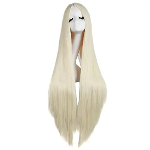 MapofBeauty 40-inch straight light blonde cosplay wig