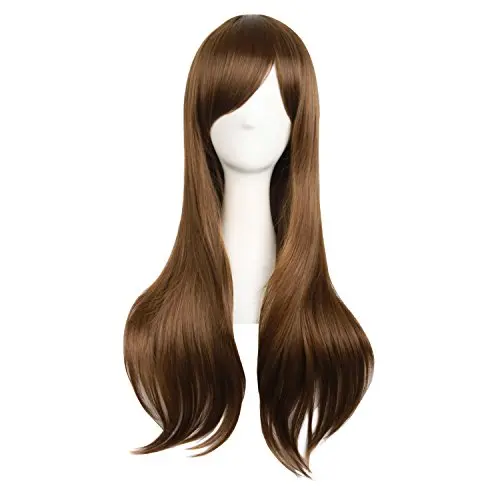 MapofBeauty brown curly cosplay wig displayed on a mannequin head