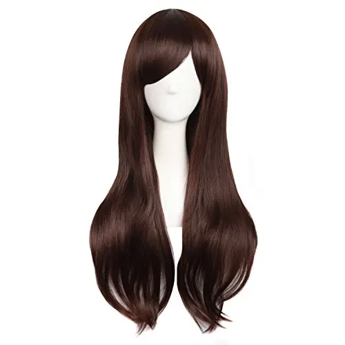 MapofBeauty 28 inch long curly dark brown wig
