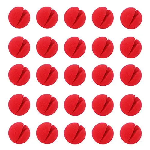 Pack of 25 soft red sponge clown noses