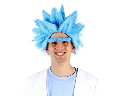 Costume Agent Ricky Sanchez blue wig and self-adhesive eyebrows set