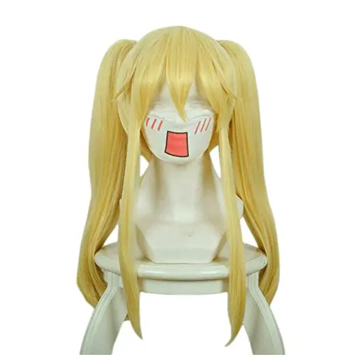 Xingwang Queen long straight blonde yellow wig with twin ponytails