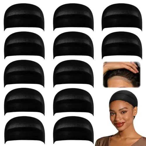 Black stocking wig cap over cornrowed hair