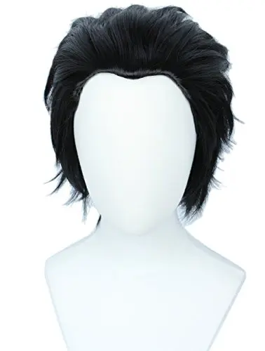 Linfairy Short Fluffy Back Black Cosplay Wig