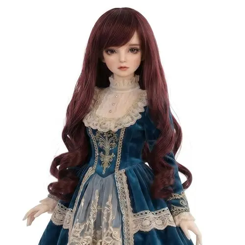 Long curly dark brown BJD MSD wig
