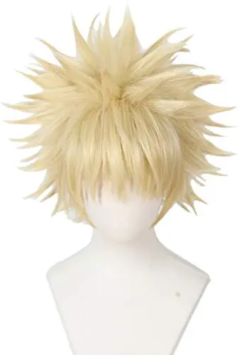 Linfairy blonde hero-style cosplay wig with straight synthetic hair