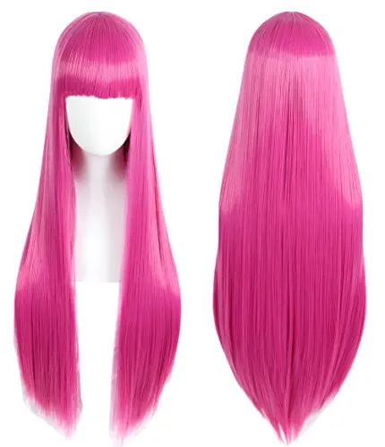 Linfairy 85cm hot pink long princess wig for cosplay