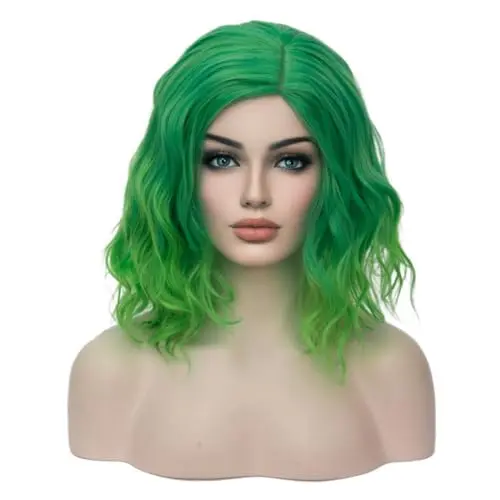 BERON short curly bob green ombre wig